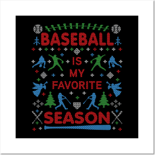 Funny Baseball Season Ugly Christmas Sweater Party Original Posters and Art